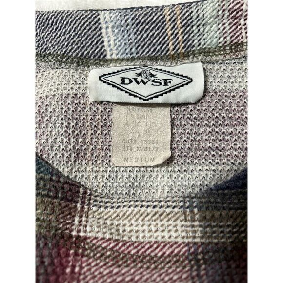 DWSF Plaid Sweater Women’s Medium Waffle Textured Muted Colors - Picture 4 of 7